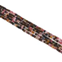 Abalorio De Turmalina Natural , Cúbico, multicolor, 3mm, longitud:aproximado 39 cm, Vendido por Sarta