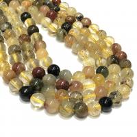 Rutilated Quartz Beads, Round, polished, DIY, mixed colors 