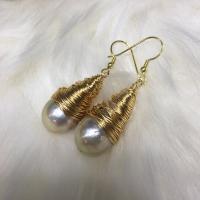 Süßwasser Perle Tropfen Ohrring, Edelstahl, mit Natürliche kultivierte Süßwasserperlen, für Frau, gemischte Farben, 13-14mm, verkauft von PC