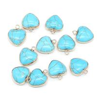 Natural Turquoise Pendants, Stainless Steel, with turquoise, Heart, blue 