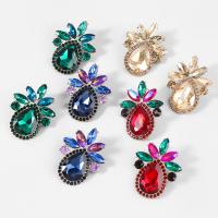 Zinc Alloy Rhinestone Stud Earring, fashion jewelry & for woman & with glass rhinestone & with rhinestone 