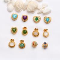 Messing hohle Perlen, mit Harz, goldfarben plattiert, DIY, gemischte Farben, 12PC/Tasche, verkauft von Tasche