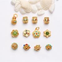 Weinlese Messing Perlen, mit Harz, goldfarben plattiert, DIY, gemischte Farben, 12PC/Tasche, verkauft von Tasche