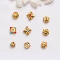 Weinlese Messing Perlen, mit Harz, goldfarben plattiert, DIY, gemischte Farben, 9PC/Tasche, verkauft von Tasche