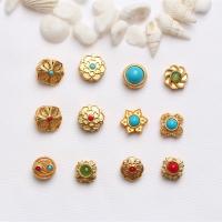 Brass Jewelry Beads, with Resin, gold color plated, DIY, mixed colors 