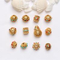 Messing hohle Perlen, mit Harz, goldfarben plattiert, DIY, gemischte Farben, 12PC/Tasche, verkauft von Tasche