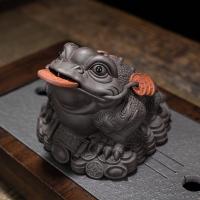 Purple Clay Tea Pet, Toad, handmade, for home and office & durable 