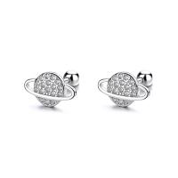 Cubic Zirconia Micro Pave Sterling Silver Earring, 925 Sterling Silver, plated, micro pave cubic zirconia & for woman 10.3mm 
