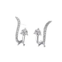 Cubic Zirconia Micro Pave Sterling Silver Earring, 925 Sterling Silver, plated, micro pave cubic zirconia & for woman 16.5mm 