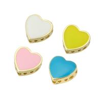Perlas de esmalte latón, metal, Corazón, chapado en color dorado, más colores para la opción, 12x12x4mm, agujero:aproximado 1mm, Vendido por UD