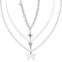 Fashion Multi Layer Necklace, Zinc Alloy, plated, Unisex, silver color cm 