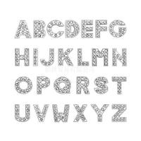 亜鉛合金 スライドチャーム, アルファベット文字, メッキ, DIY & ライン石のある, シルバー, 8mm, 売り手 パソコン