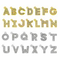 Zinc Alloy Rhinestone Pendants, Alphabet Letter, plated, DIY & with rhinestone 15mm 
