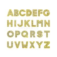 亜鉛合金 スライドチャーム, アルファベット文字, メッキ, DIY & ライン石のある, 金色, 8mm, 売り手 パソコン