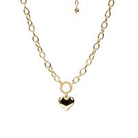 Messing Schmuck Set, Armband & Ohrring & Halskette, Herz, plattiert, für Frau, goldfarben, 22x42mm, Länge:45 cm, verkauft von PC
