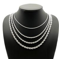 Stainless Steel Chain Necklace, electrolyzation, French Rope Chain & Unisex, silver color 