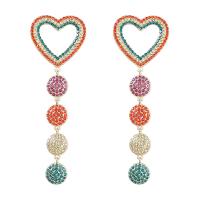 Zinc Alloy Rhinestone Drop Earring, fashion jewelry & for woman & with rhinestone, multi-colored 