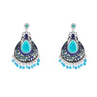 Resin Zinc Alloy Earring, with Resin & Acrylic, fashion jewelry & for woman & enamel, blue 