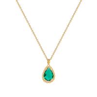 Кристалл ожерелье, титан, с Имитированный кристалл, Каплевидная форма, ювелирные изделия моды & Женский, зеленый, 20mm, длина:39 см, продается PC