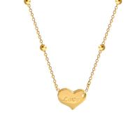 Titanium Steel Jewelry Necklace, Heart, real gold plated, fashion jewelry & for woman, golden, 18mm .4 cm 