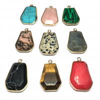 Gemstone Brass Pendants, with Brass, gold color plated, fashion jewelry & DIY 