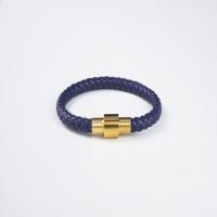 Leatheroid Cord Bracelets, Synthetic Leather, with Stainless Steel, plated & Unisex 