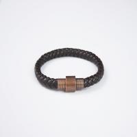 Leatheroid Cord Bracelets, Synthetic Leather, with Stainless Steel, plated & Unisex 