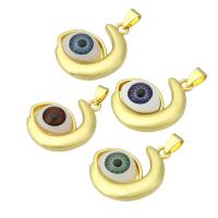 Mode Evil Eye Pendentif, laiton, avec plastique, Placage de couleur d'or, plus de couleurs à choisir Environ 3mm, Vendu par PC