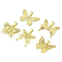 Animal Brass Pendants, Butterfly, gold color plated Approx 3mm 