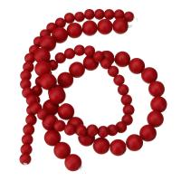 Matte Glass Beads, Round red Approx 15 Inch 