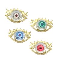 Cubic Zirconia Micro Pave Brass Connector, Eye, gold color plated, micro pave cubic zirconia & 1/1 loop 