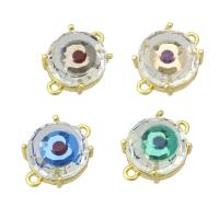 Cubic Zirconia Micro Pave Brass Connector, Eye, gold color plated, micro pave cubic zirconia & 1/1 loop Approx 1mm 