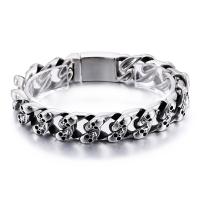 Stainless Steel Bracelet, with skull pattern & for man, original color, 15mm Approx 8.46 Inch 