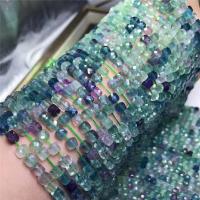 Fluorit Perlen, Quadrat, DIY & facettierte, gemischte Farben, Länge:38 cm, verkauft von Strang
