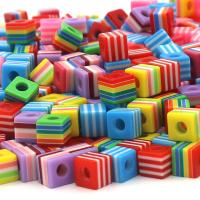 Mixed Acrylic Jewelry Beads, Square, DIY 8mm 