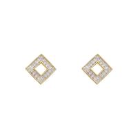 Cubic Zirconia Pendiente Brass Micro Pave, metal, 925 Tailandia plata de ley aguja de pendiente, chapado en oro real, Joyería & para mujer & con circonia cúbica, dorado, 15x15mm, Vendido por Par