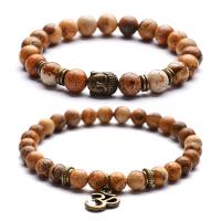 Gemstone Bracelets, Natural Stone, with Zinc Alloy, antique gold color plated & Unisex Approx 7.28 Inch 