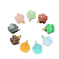 Gemstone ювелирные изделия Кулон, Природный камень, Форма цветка, полированный, различные материалы для выбора & Мужская, Много цветов для выбора, 18mm, продается PC