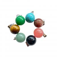 Gemstone ювелирные изделия Кулон, Природный камень, Круглая, различные материалы для выбора & Мужская, Много цветов для выбора, 14mm, продается PC