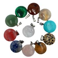 Gemstone ювелирные изделия Кулон, Природный камень, Круглая, различные материалы для выбора & Мужская, Много цветов для выбора, 20mm, продается PC