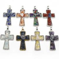 Gemstone Zinc Alloy Pendants, with Gemstone, silver color plated, fashion jewelry 