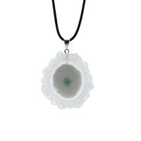 Clear Quartz Pendant, with Zinc Alloy, silver color plated, fashion jewelry & druzy style, white, 30-35mm 