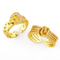 Cubic Zirconia Micro Pave Brass Finger Ring, gold color plated & micro pave cubic zirconia, golden 