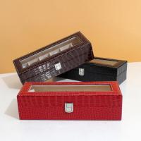 Leather Watch Box, PU Leather, with Middle Density Fibreboard, durable & crocodile grain 