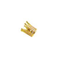 Brass Spacer Beads, Crown, 18K gold plated, DIY & micro pave cubic zirconia Inner Approx 5.2mm 