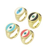 Brass Finger Ring, gold color plated, Adjustable & enamel US Ring 