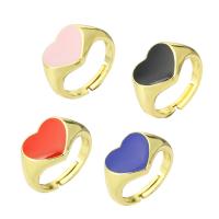 Brass Open Finger Ring, Heart, gold color plated, Adjustable & enamel US Ring 