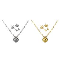 Fashion Stainless Steel Jewelry Sets, Stud Earring & necklace, with Brass, stainless steel post pin, plated, for woman Approx 18 Inch 