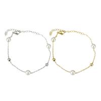 Perlen Armbänder, Edelstahl, mit Kunststoff Perlen, plattiert, für Frau, keine, Länge:ca. 9.45 ZollInch, verkauft von PC