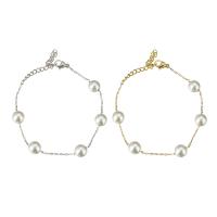 Perlen Armbänder, Edelstahl, mit Kunststoff Perlen, plattiert, für Frau, keine, Länge:ca. 9.06 ZollInch, verkauft von PC